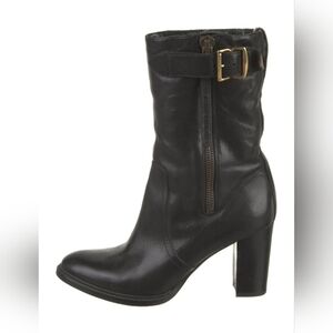 Burberry Leather Shearling Combat / Moto 3" Heeled Boots